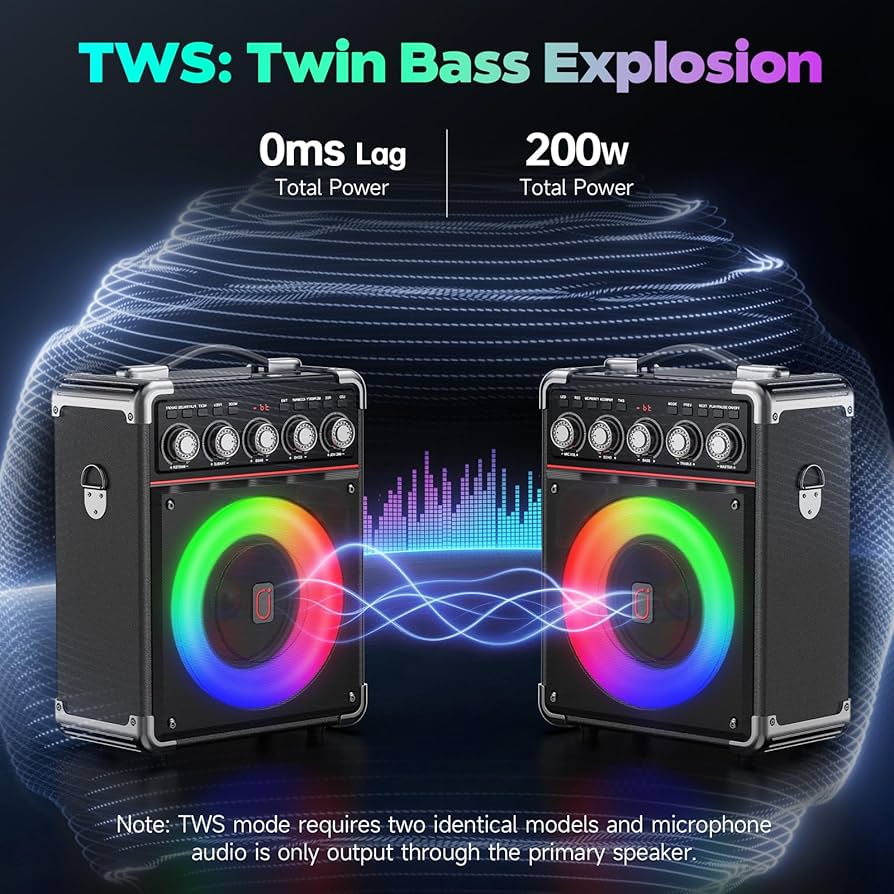 All-in-One Karaoke Machine – Dual Wireless Microphones, RGB Lights & Powerful Bluetooth Speaker