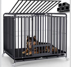 Jaula para perros de uso rudo de 48" con doble puerta, bandeja extraíble y ruedas con seguro