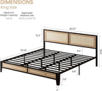 Base de cama tapizada con plataforma, cabecero acolchado y almacenaje bajo la cama