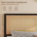 Base de cama tapizada con plataforma, cabecero acolchado y almacenaje bajo la cama