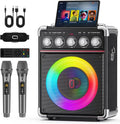 Máquina de karaoke todo en uno – Micrófonos inalámbricos duales, luces RGB y potente altavoz Bluetooth